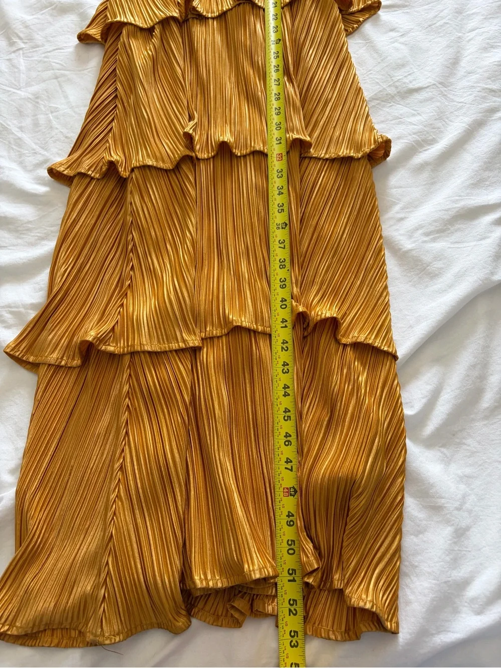 Lulu's Women’s Marigold Tiered Pleated Maxi Wedding Guest Dress Small - Picture 13 of 15